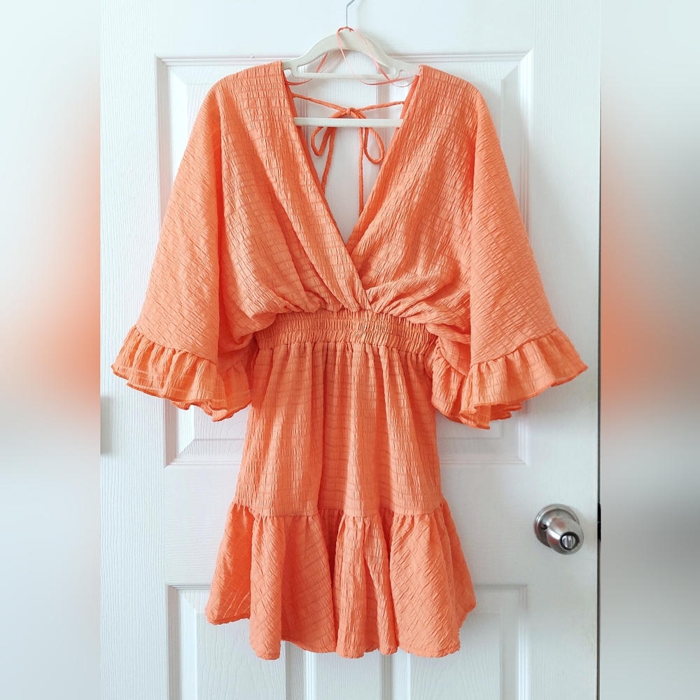 Glam Textured Surplice Front Dress